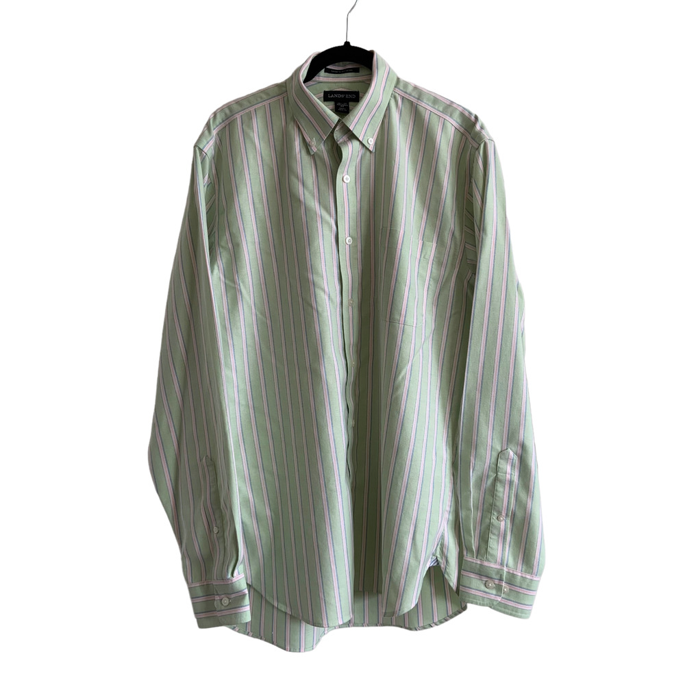 Lands' End 15.5x35 Tailored Fit Supima No Iron Oxford Button Up